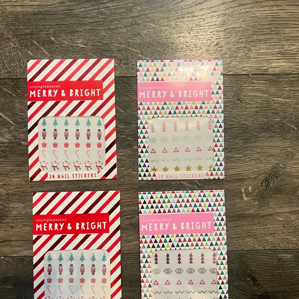 4‎ Packs of Simple Pleasures Merry & Bright Nail Stickers NEW